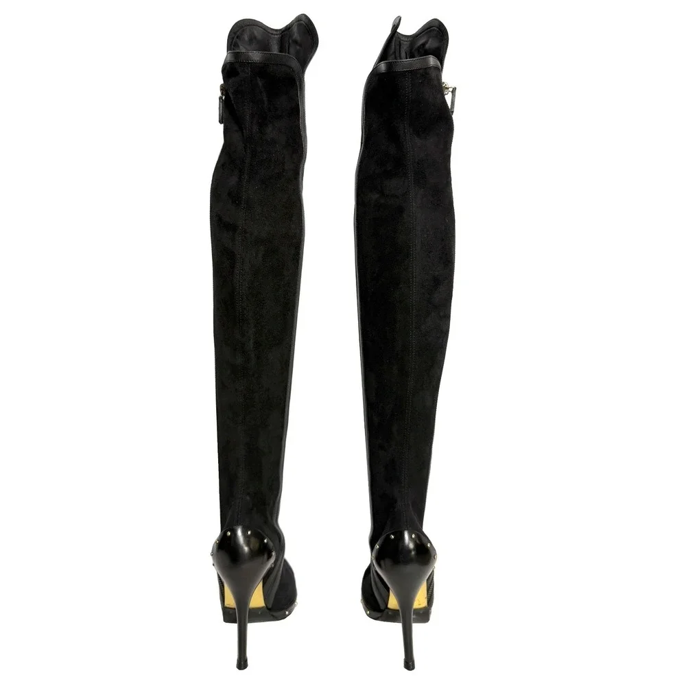 Gucci Tom Ford Black Suede Over The Knee Boots 36 Fall 2003 Runway